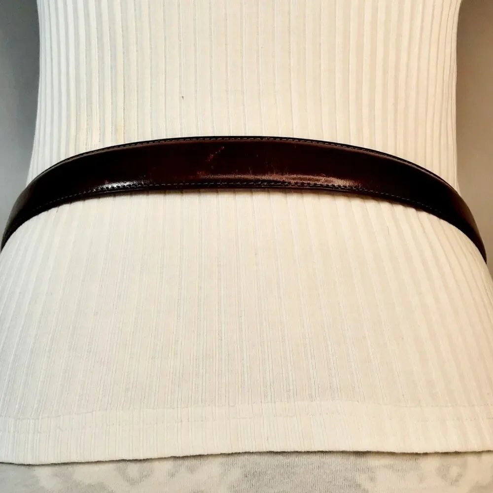 Torino Mens Anilline Kipskin Shoulders USA Brown Leather Belt Size 34 Vintage